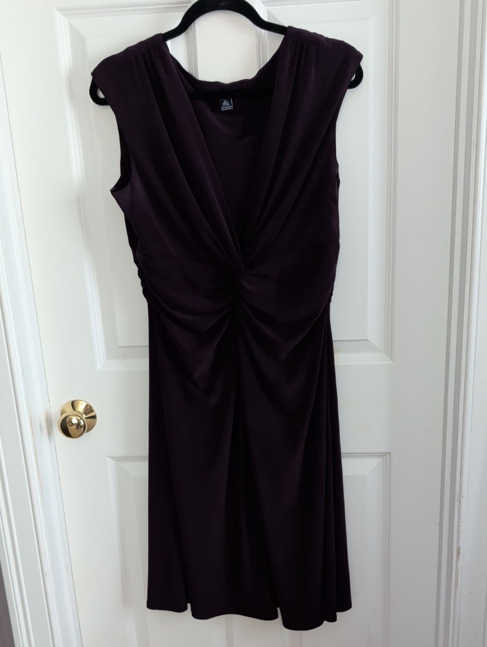 Chaps Deep Plum Twist-Front Midi Dress